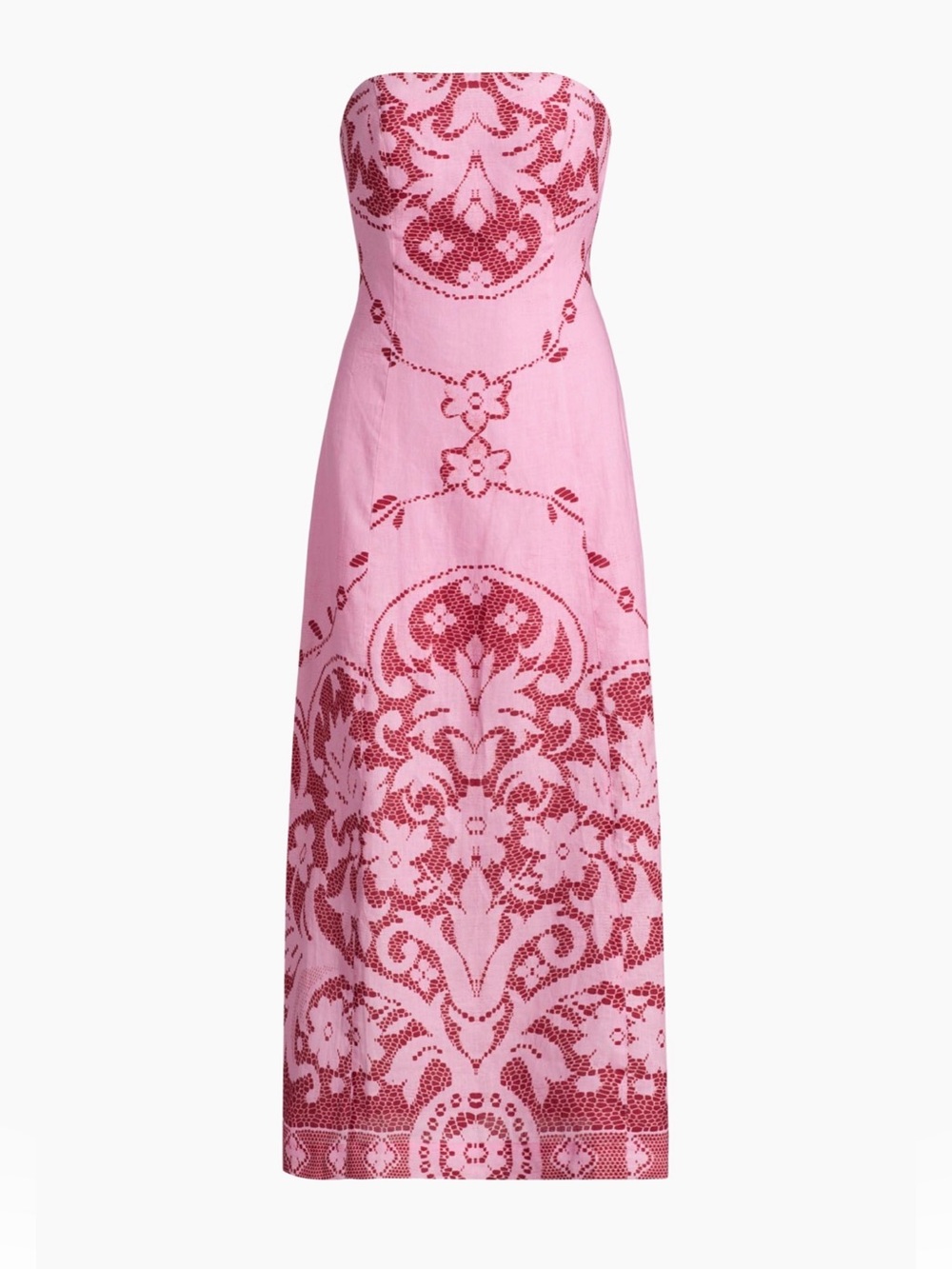 Aston Studio Le Fleur Harper Printed Strapless Midi-Dress